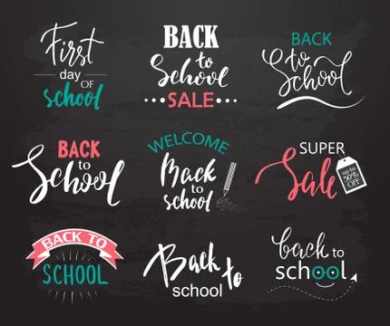 Set of Welcome back to school labels. School Background. Back to school sale tag Stock Illustration