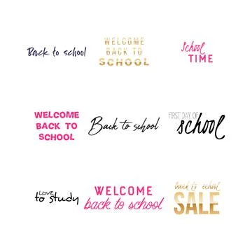 Set of Welcome back to school labels. School Background. Back to school sale tag Stock Illustration
