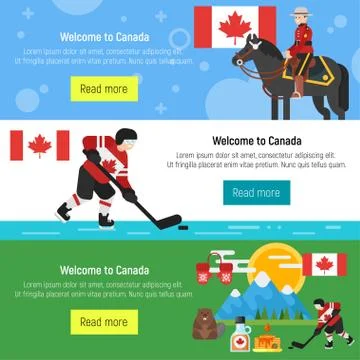 Set of Welcome to Canada template for web banner or poster Stock Illustration