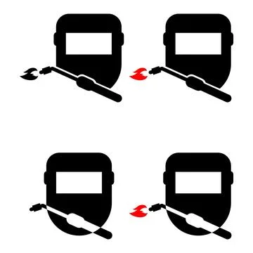 Set of Welding technology icon, metal tool equipment symbol, safe weld vector Illustrazione stock