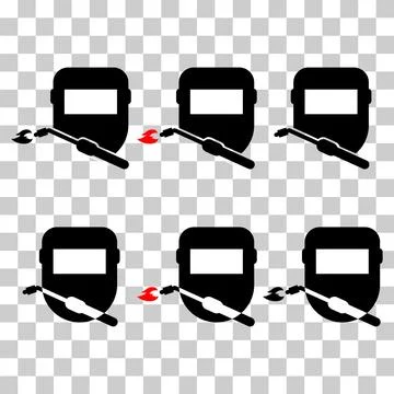 Set of Welding technology icon, metal tool equipment symbol, safe weld vector Stock Illustration