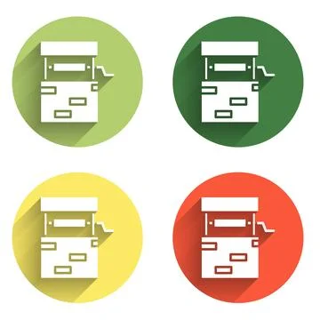 Set Well icon isolated with long shadow background. Color circle button. Vect Stock Illustration