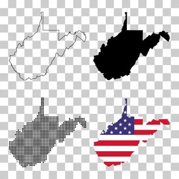 Set of West Virginia map shape, united states of america. Flat concept icon s Stock Illustration
