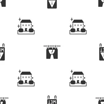 Set Wet floor, Drying clothes and Home cleaning service on seamless pattern Ilustración de archivo