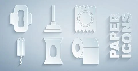 Set Wet wipe pack, Condom in package safe sex, Sanitary tampon, Toilet paper Stock-Illustration