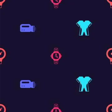 Set Wetsuit for scuba diving, Flashlight diver, Diving watch and Gauge scale on イラスト素材
