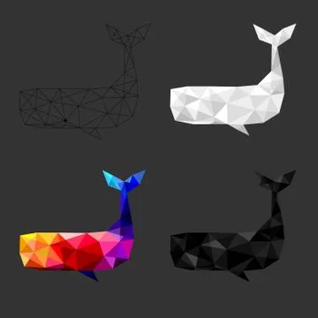 Set of Whale polygon geometric. Vector illustration. Stock Illustration