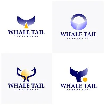 Set of Whale tail logo vector template illustration, Creative whale tail lo.. Stock Illustration
