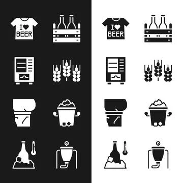 Set Wheat, Vending machine, Beer T-shirt, Pack of beer bottles, belly, Ice .. イラスト素材