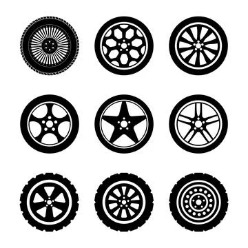 Set of Wheels Vector Illustration Stock Illustration