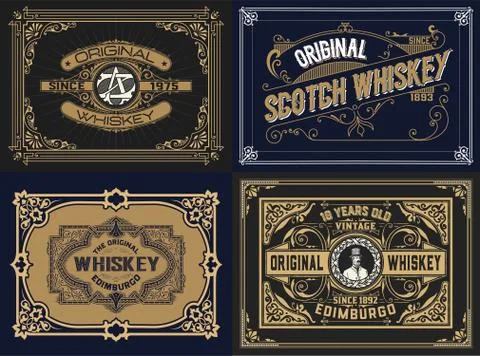 Set Whiskey labes. vector Stock Illustration