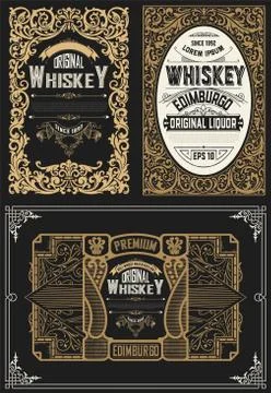 Set Whiskey labes. vector Illustrazione stock