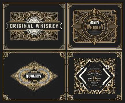 Set Whiskey labes. vector Stock Illustration