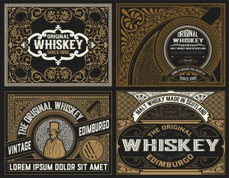 Set Whiskey labes. vector Stock Illustration
