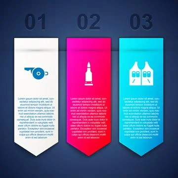 Set Whistle, Bullet and Hunting jacket. Business infographic template. Vector Stock Illustration