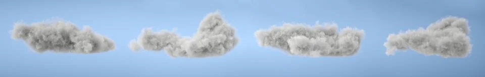 Set of white 3d clouds isolated on a blue background. Realistic clouds in t.. Stock Photos