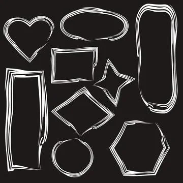 A set of white abstract frames. Isolated on chalkboard background vector illu Stock Illustration