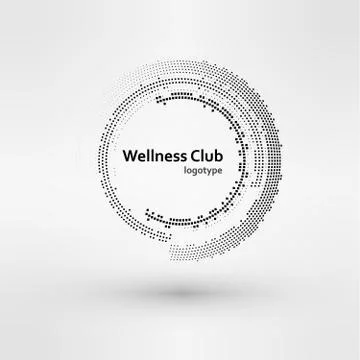 Set of White Abstract Halftone Circles Logo, vector illustration Stock-Illustration