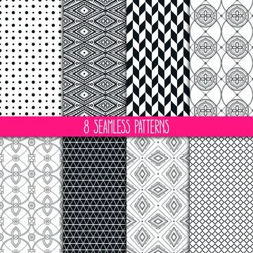 Set of white and black patterns Stock Illustration