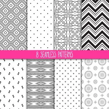 Set of white and black patterns Stock-Illustration