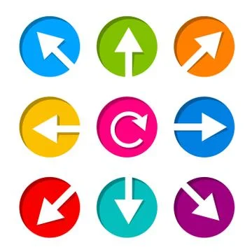 Set of white arrow icon in circle Stock Illustration
