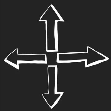 Set of white arrows in different directions. Stock Illustration