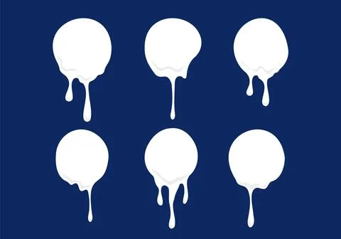 Set of white ball dot ink paint liquid melting drips vector illustration el.. Illustrazione stock