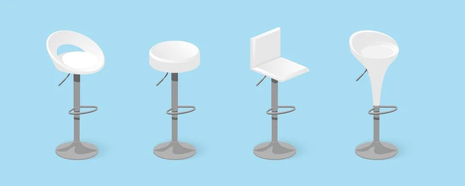 Set of white bar stools. Stock Illustration