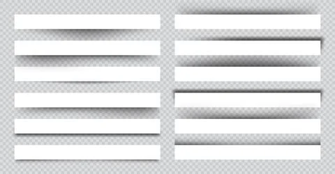 Set of white blank paper scraps with shadows. Page dividers on checkered Illustrazione stock