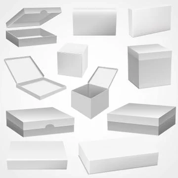 Set of white boxes for delivery mockup Stock Illustration
