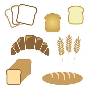 Set of white bread, bakery icons Stock Illustration