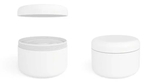 Set white can jar isolated on background. 3d rendering. Illustrazione stock