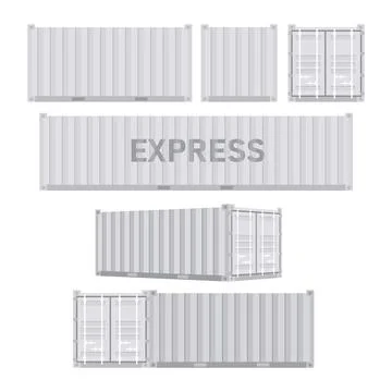 Set white cargo containers. Freight Shipping, delivery and transportation Stock-Illustration