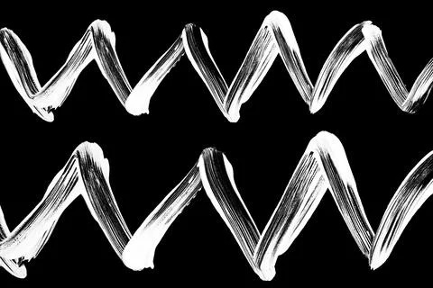 Set of White Chalk Hand Drawn Zig Zag and Wavy Strokes イラスト素材