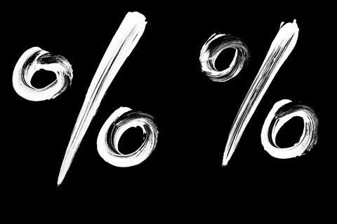 Set of White Chalk Hand Drawn Percent Sign Icons and Symbols Stock Illustration