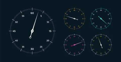 Set of white clock face for with pointer Stock Illustration