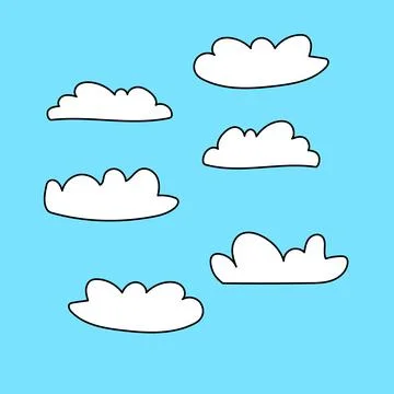 A set of white clouds on a blue background Stock Illustration
