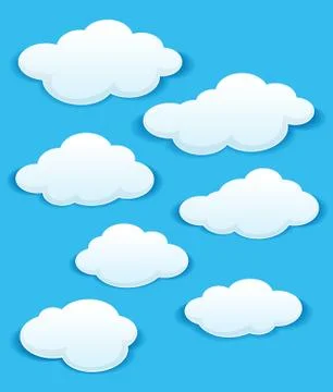 Set of white clouds in the blue sky Stock Illustration