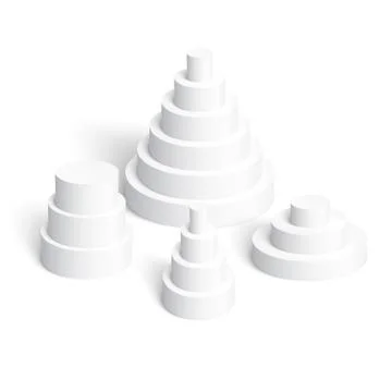 Set of white cylindrical pyramids on white background イラスト素材