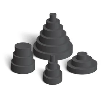 Set of white cylindrical pyramids on white background Иллюстрация