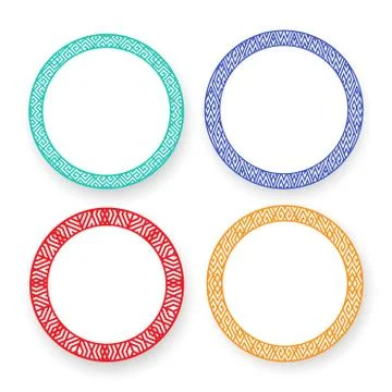 Set of White dish with Chinese pattern, isolated Stock Illustration