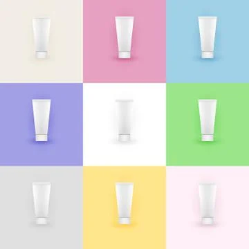 Set of white empty plastic containers 스톡 일러스트