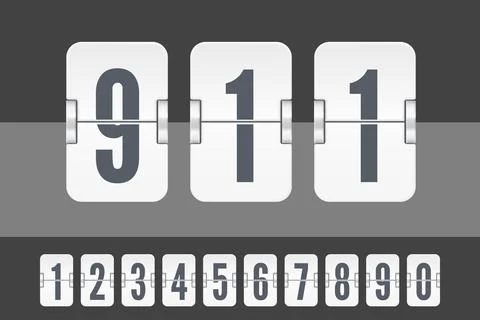 Set of white flip score board numbers for countdown timer or calendar. Vector Stock-Illustration