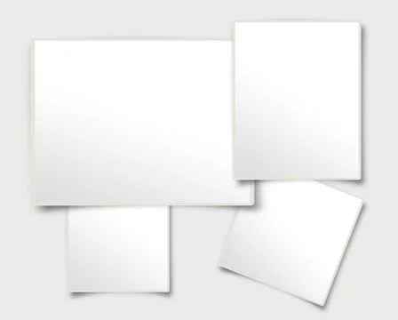 Set of white foto frames with shadows. Realistic Template Blank Picture or Fo Stock Illustration