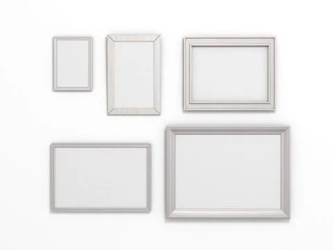 Set of white frames of different sizes on a white background Stock Illustration