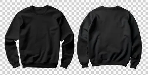 Set of white front and back view tee sweatshirt sweater long sleeve PNG Stock Illustration