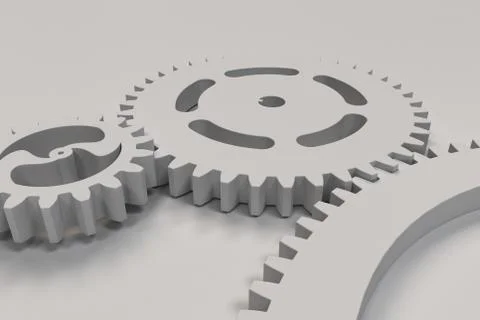 Set of white gears and cogs on white background Stock Illustration