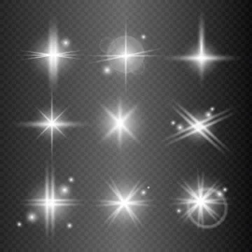 Set, white glare on a dark background - Vector Stock Illustration