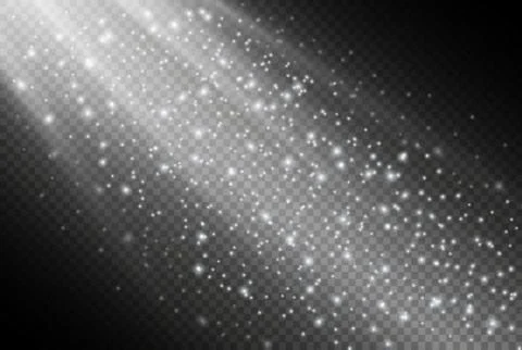 Set of white glowing lights effects isolated on transparent background. Sun f Stock-Illustration