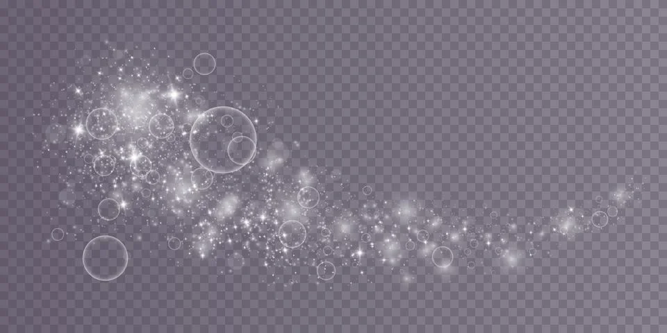 Set of white glowing lights effects isolated on transparent background Stock-Illustration
